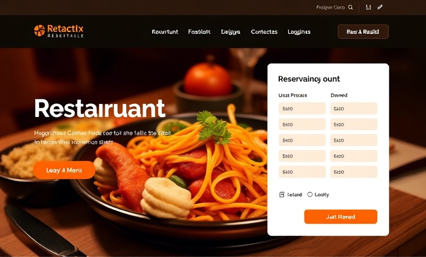 Restoran web sitesi arayüzü